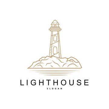 Lighthouse Logo, Beacon Vector Modern Simple Beach Searchlight Tower, Symbo.. Stock Illustration