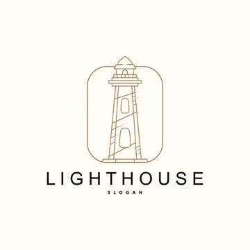 Lighthouse Logo, Beacon Vector Modern Simple Beach Searchlight Tower, Symbo.. Stock Illustration