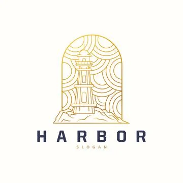 Lighthouse Logo, Beacon Vector Modern Simple Beach Searchlight Tower, Symbo.. Stock Illustration