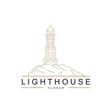 Lighthouse Logo, Beacon Vector Modern Simple Beach Searchlight Tower, Symbo.. Stock Illustration