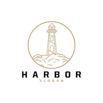 Lighthouse Logo, Beacon Vector Modern Simple Beach Searchlight Tower, Symbo.. Stock Illustration