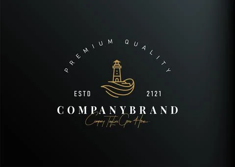 Lighthouse logo design inspiration. Vector illustration of lighthouse above t Иллюстрация