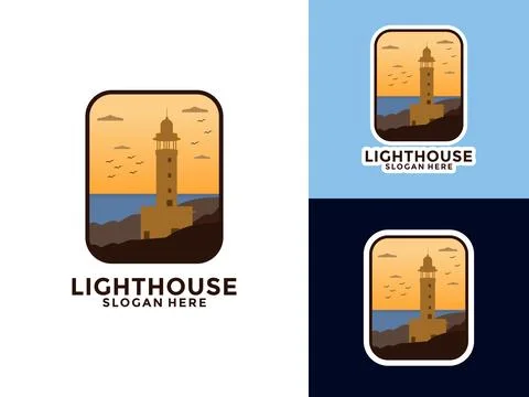 Lighthouse logo. Harbor icon. Light beacon symbol. Maritime tower logo Vect.. Stock Illustration
