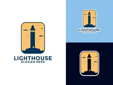 Lighthouse logo. Harbor icon. Light beacon symbol. Maritime tower logo Vect.. Stock Illustration