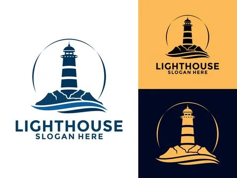 Lighthouse logo. Harbor icon. Light beacon symbol. Maritime tower logo Vect.. Stock Illustration