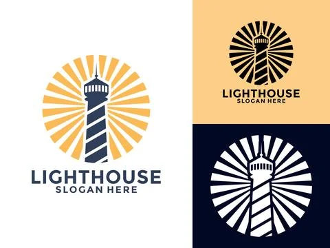 Lighthouse logo. Harbor icon. Light beacon symbol. Maritime tower logo Vect.. Stock Illustration
