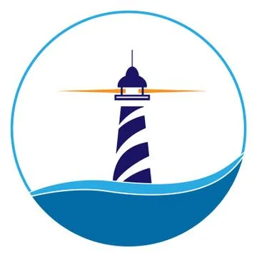 Lighthouse logo. Maritime navigation and shipping Stock Illustration