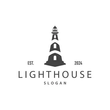 Lighthouse Logo, Sea Tower Vector, Template Design, Illustration Simple Min.. Stock Illustration