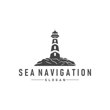 Lighthouse Logo, Sea Tower Vector, Template Design, Illustration Simple Min.. Stock Illustration