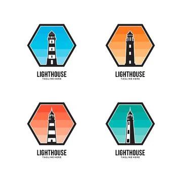 Lighthouse Logo set Template Design Stock Illustration
