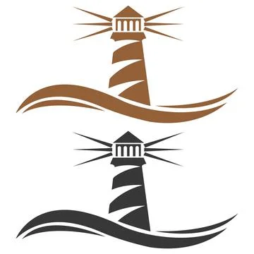 A Lighthouse logo with a stylish modern shape Lighthouse with business icon Illustrazione stock