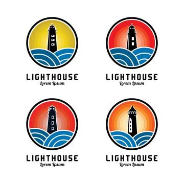 Lighthouse Logo Template Set Stock Illustration