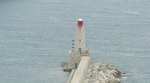 Lighthouse at the Lympia Port in Nice Stock Footage 61145039