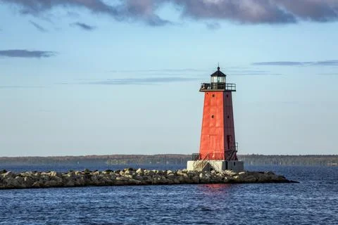 The Lighthouse at Manistique Stock Photos