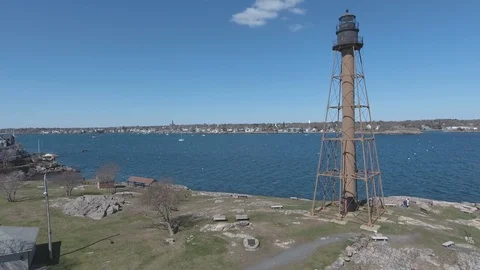 Lighthouse in Marblehead, MA Stock Footage 98559602