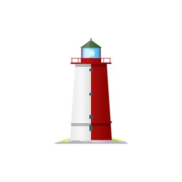 Lighthouse marine beacon isolated tower building Illustrazione stock