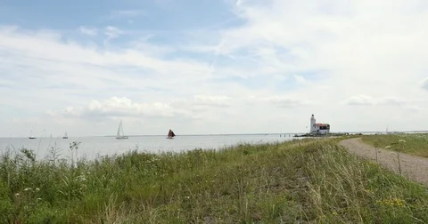 Lighthouse in Marken, Netherlands. Stock Footage 78361361