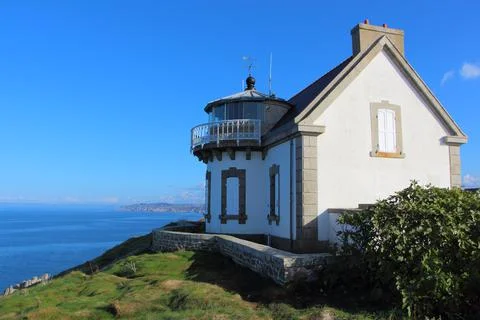 Lighthouse of Millier Point in Beuzec Cap Sizun Stock Photos
