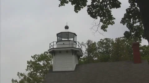 Lighthouse on Mission Point, closeup Video stock 11097314