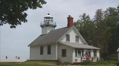 Lighthouse on Mission Point, Rear View Video stock 11106804