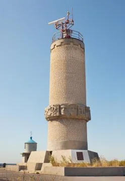 The lighthouse-a monument on a mountain Stock Photos