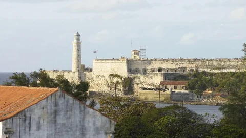 Lighthouse in Morro Castle, Havana Stock Footage 77453760
