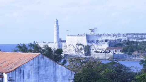 Lighthouse in Morro Castle, Havana Stock Footage 77454395