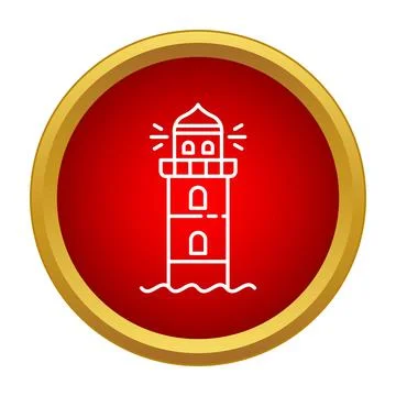 Lighthouse nautical navigation safety icon line art Illustrazione stock