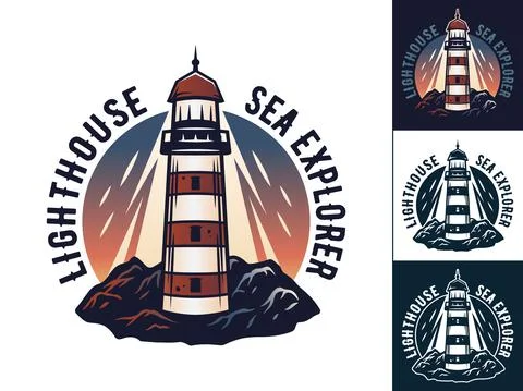 Lighthouse. Nautical sea beacon for ocean print Stock Illustration