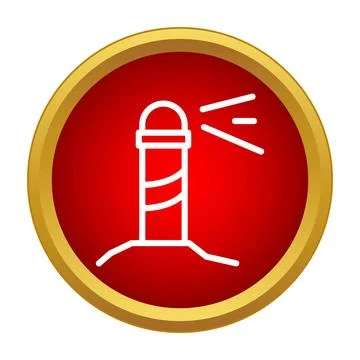 Lighthouse navigation beacon light symbol in red circle Illustrazione stock