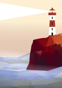 Lighthouse with Navigation Light - Vector Illustration Stock Illustration