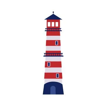 Lighthouse navigation object tower, template vector illustration isolated on Stock Illustration