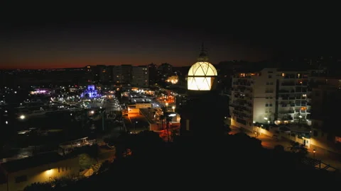 Lighthouse At Night Close Up. Night Marbella. Spain. Vidéo 262332258