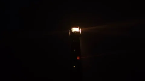 Lighthouse at night Stock Footage 69940556