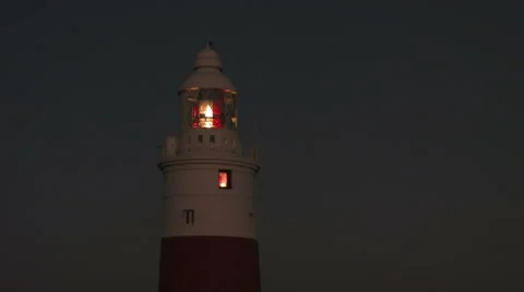 Lighthouse at night - navigational aid Stock Footage 40190433