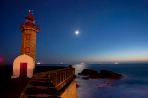 Lighthouse at night Stock Photos
