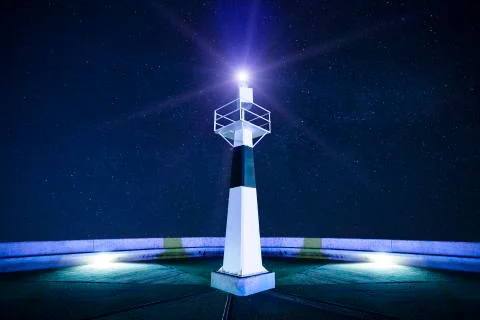 Lighthouse at night Fotos Stock