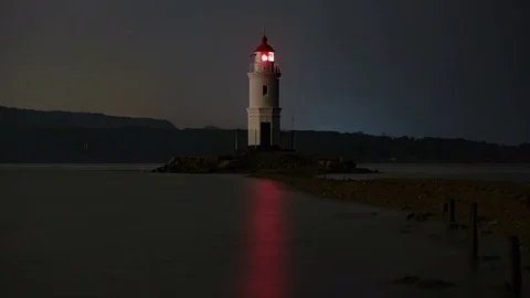 Lighthouse Night Timelapse 4k Stock Footage 83607861