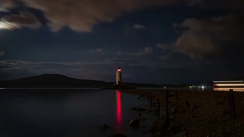 Lighthouse Night Timelapse Stock Footage 83607937