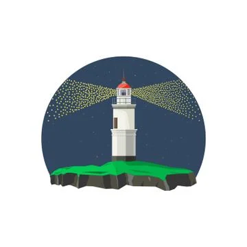 Lighthouse in night time.Vector illustration Stock Illustration