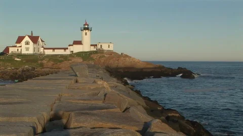 Lighthouse at the northeastern tip of Gloucester harbor, Massachusetts USA Stock Footage 101927732