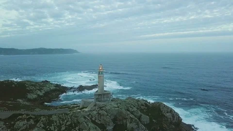 Lighthouse on the ocean Stock Footage 82044447
