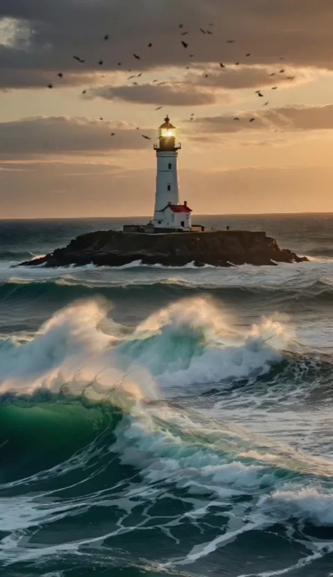 Lighthouse in ocean Stock Footage 284321265