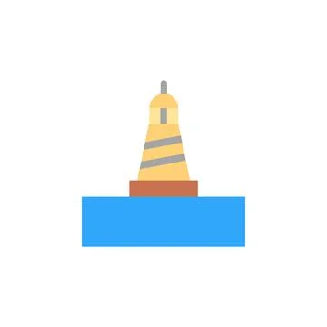 Lighthouse, ocean icon. Simple color vector elements of saving marine icons for Stock Illustration
