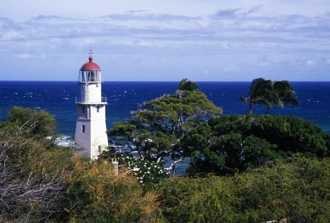 Lighthouse On Ocean Stock Photos