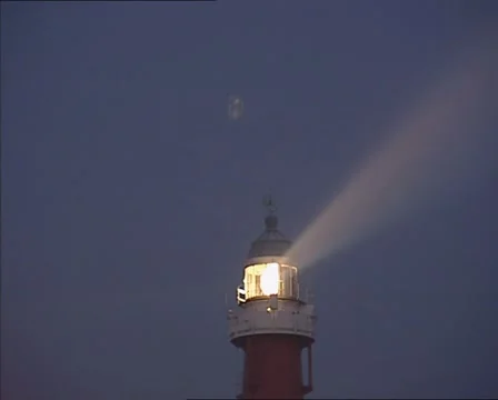 Lighthouse in operation by night, Scheveningen, The Netherlands. Stock Footage 47020656