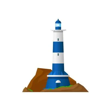 Lighthouse or beacon tower, nautical searchlight Ilustración de archivo