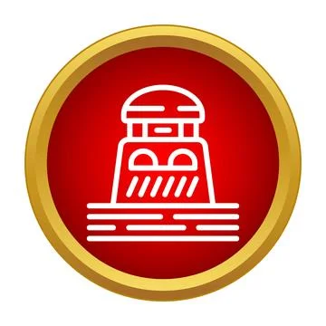 Lighthouse or coastal beacon flat line icon design Stock Illustration