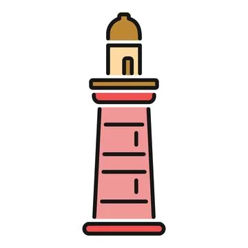 Lighthouse outline guiding navigation on white background Ilustración de archivo