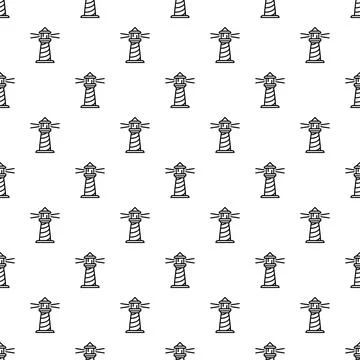Lighthouse outline repeating pattern for navigation and safety 스톡 일러스트